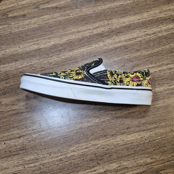 Vans Slip-On Shoes - Black with Floral Skull Design - Picture 7 of 9